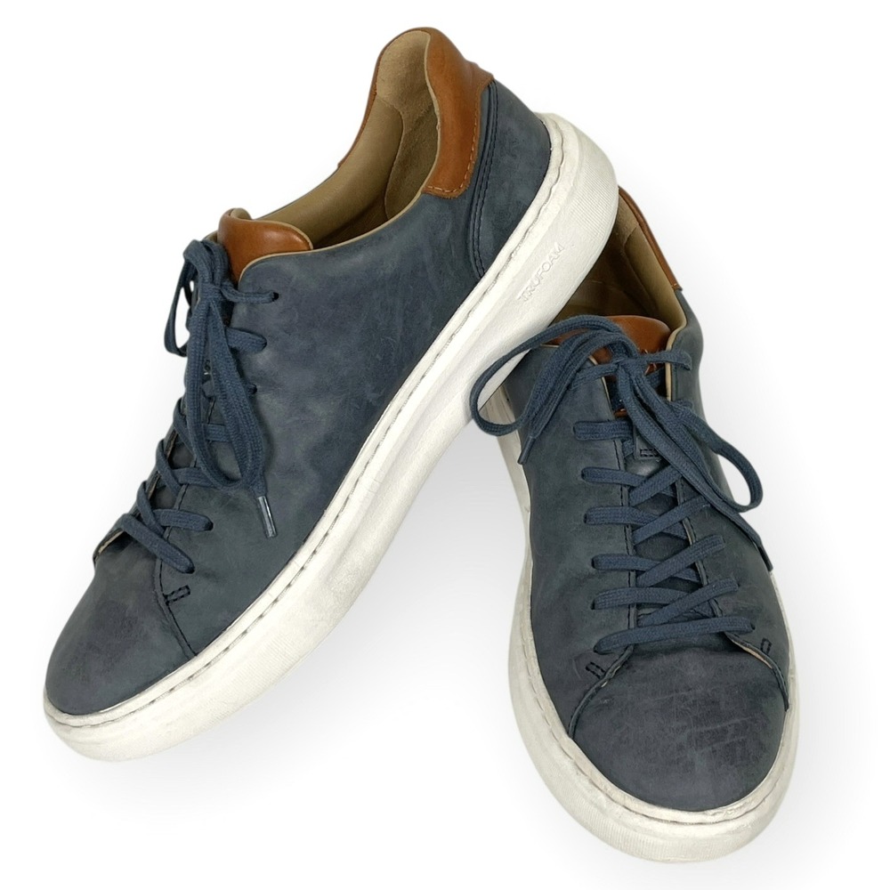 Johnston Murphy Anders Navy Leather Sneakers Mens 9M True Foam Nautical Preppy - Picture 2 of 9